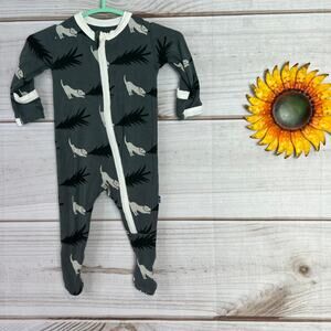 Kickee Bamboo Dog Tree Print Zipper Footed Pajamas Newborn